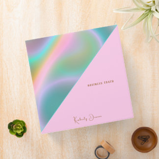 Elegant Pink Iridescent Holographic Binder