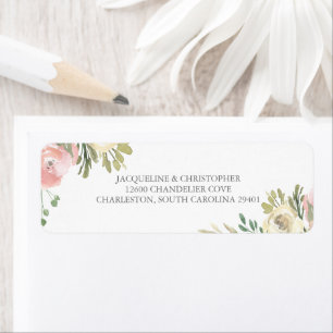 Elegant Pink Ivory Floral Mariage Adresse de retou
