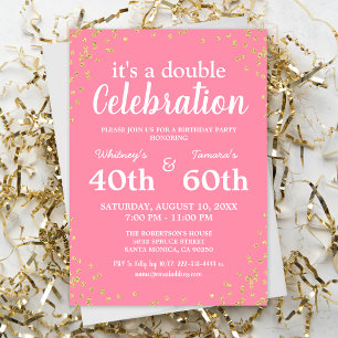Elegant Pink Joint Birthday Party Invitation