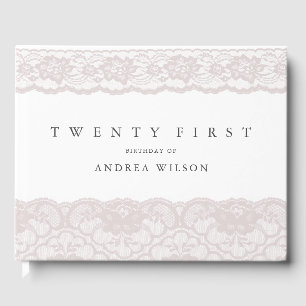Elegant Pink Lace 21st Birthday Party Guest Book