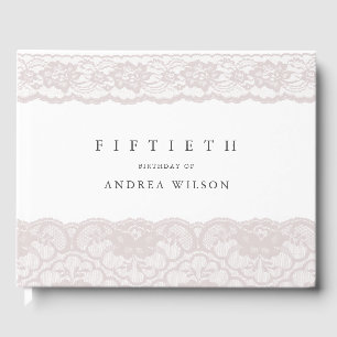 Elegant Pink Lace 50th Birthday Party Guest Book