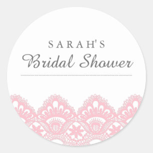 Elegant Pink Lace Bridal Shower Sticker