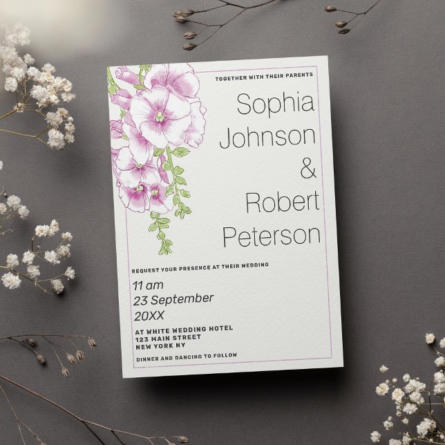 Elegant pink lavender mint green floral wedding invitation (Elegant pink lavender mint green floral wedding)