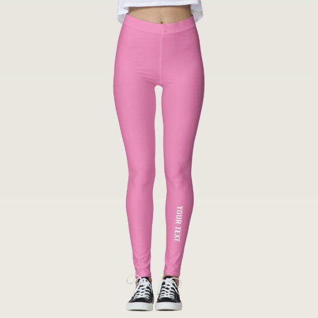 Elegant Pink Leggings Add Your Logo Name Text (Front)