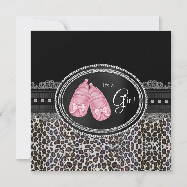 Elegant Pink Leopard Baby Shower Invitation (Front)