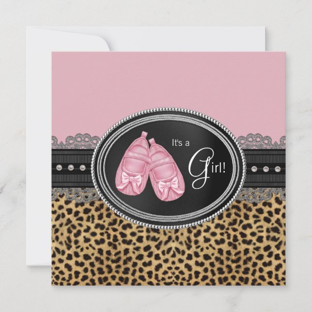Elegant Pink Leopard Baby Shower Invitation (Front)