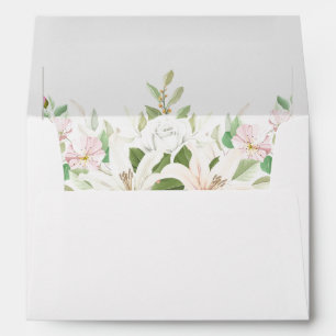 Elegant Pink Lili Ivory Rose Wedding Envelope