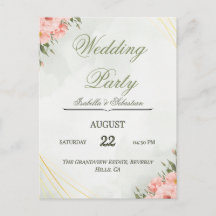 Elegant Pink Lilies & Gold Geometric Frame Wedding