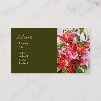 Elegant Pink Lily Designer Watercolor Profile Card