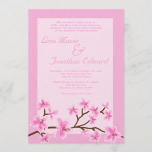 Elegant Pink Lily Wedding Invitation 5x7 Linen