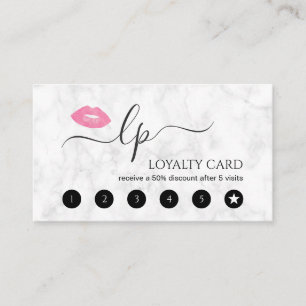 Elegant pink lips handwritten script calligraphy loyalty card