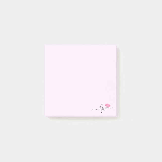 Elegant pink lips handwritten script calligraphy post-it notes (Front)