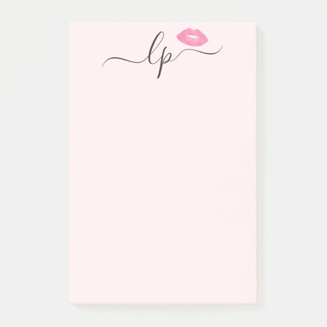 Elegant pink lips handwritten script calligraphy post-it notes (Front)