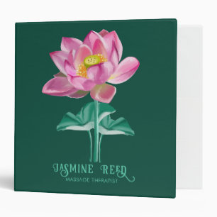 Elegant Pink Lotus Green Botanical Wellness Spa Binder