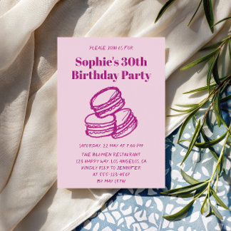 Elegant Pink Macaron 30th Birthday Party Invitation