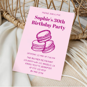 Elegant Pink Macaron 30th Birthday Party  Invitation