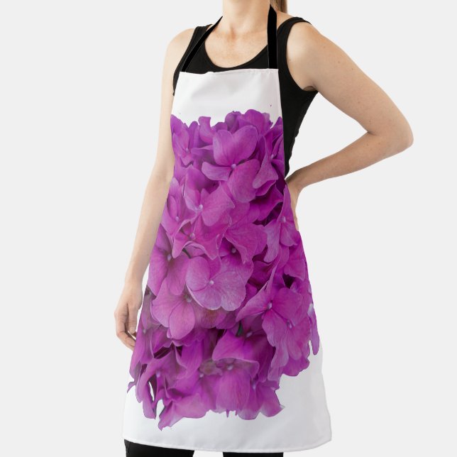 Elegant pink magenta floral hydrangeas roses  apron (Insitu)