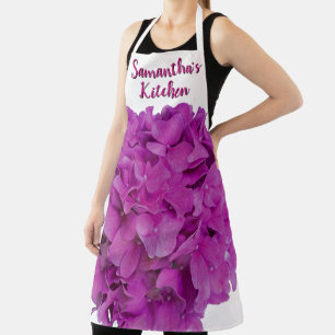 Elegant pink magenta floral hydrangeas roses  apron
