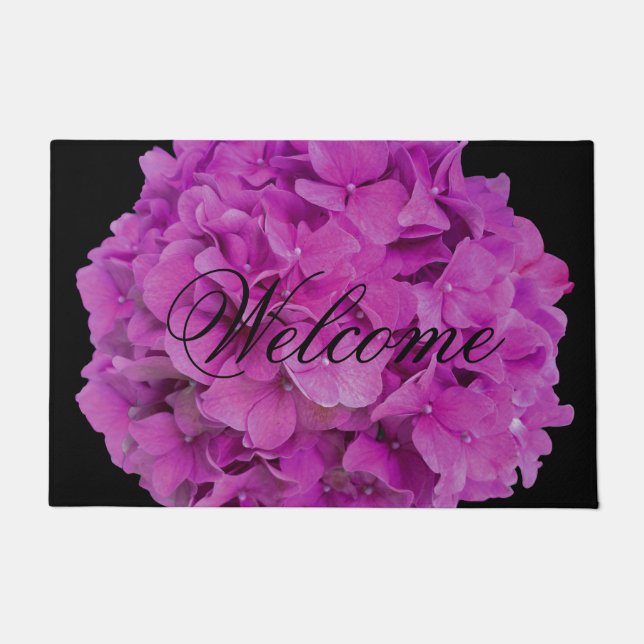 Elegant pink magenta floral hydrangeas roses  doormat (Front)