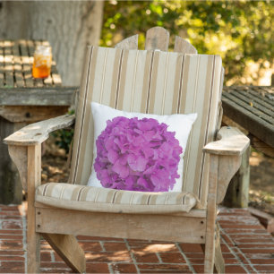 Elegant pink magenta floral hydrangeas roses outdoor pillow