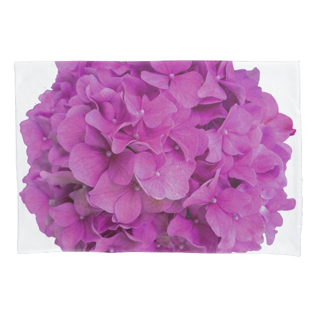 Elegant pink magenta floral hydrangeas roses  pillowcase (Front-Left)