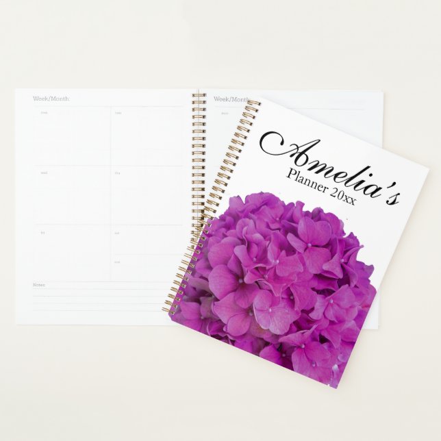 Elegant pink magenta floral hydrangeas roses  planner (Display)