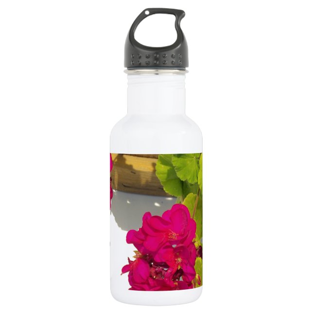 Elegant pink magenta red floral flowers 532 ml water bottle (Front)
