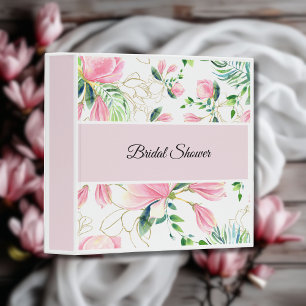Elegant Pink Magnolia Watercolor Bridal Shower Binder