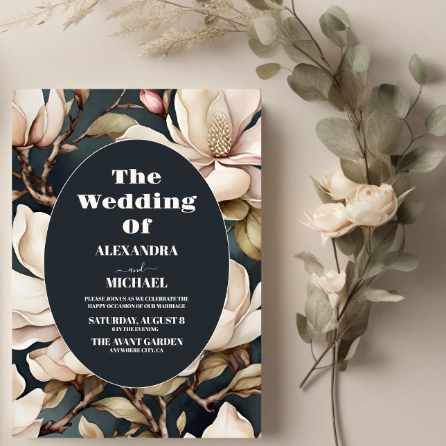 Elegant Pink Magnolias and Greenery Invitation (Creator Uploaded)