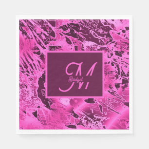 Elegant Pink Marble bold Monogram Typography Napkin