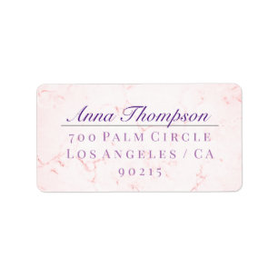 Elegant Pink Marble /DIY Name Address/Purple Text Label