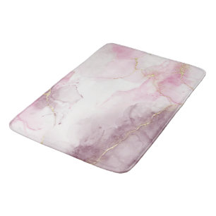 Elegant Pink Marble Gold Vein Pattern  Bath Mat