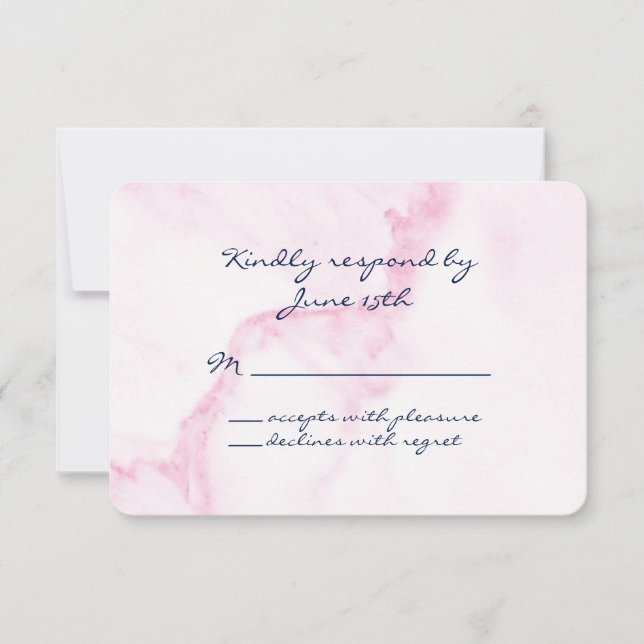 Elegant Pink Marble RSVP Card (Front)