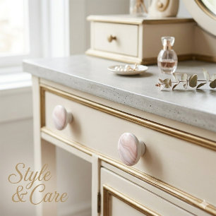Elegant Pink Marble Texture Ceramic Drawer Knob