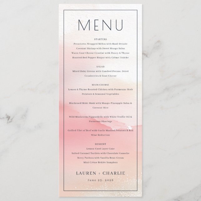 Elegant Pink Menu Template (Front)