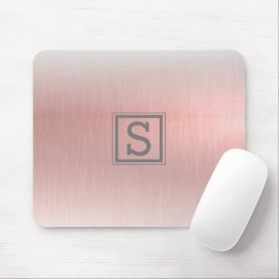 Elegant Pink Metallic Monogram Glam Mouse Pad