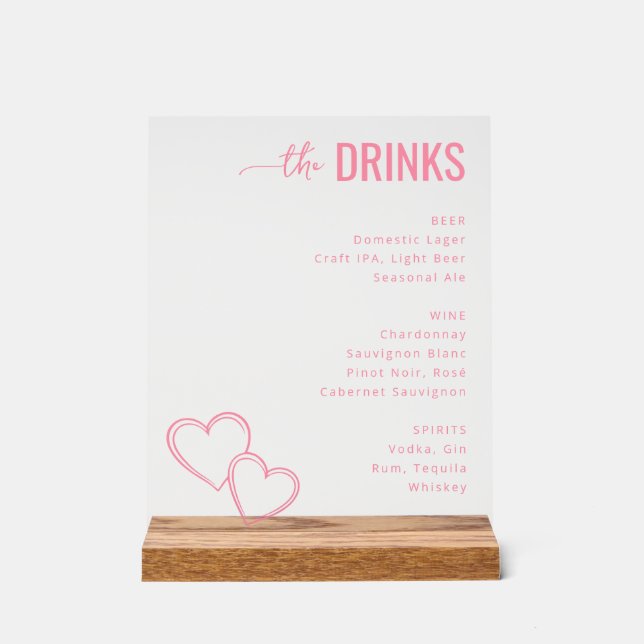 Elegant Pink Minimalist Beverage Menu (Recto)
