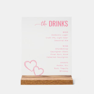 Elegant Pink Minimalist Beverage Menu Acrylic Sign