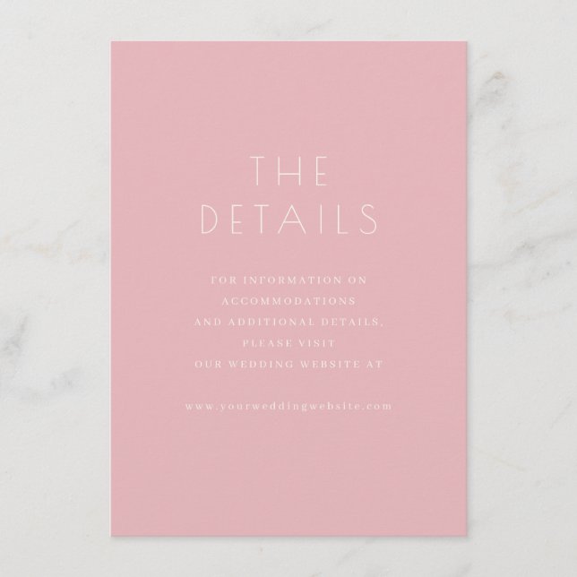 Elegant Pink Minimalist Details Enclosure Card (Front)