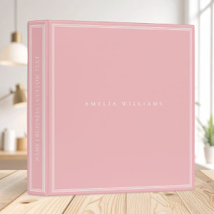 Elegant Pink Minimalist Monogram Name Binder