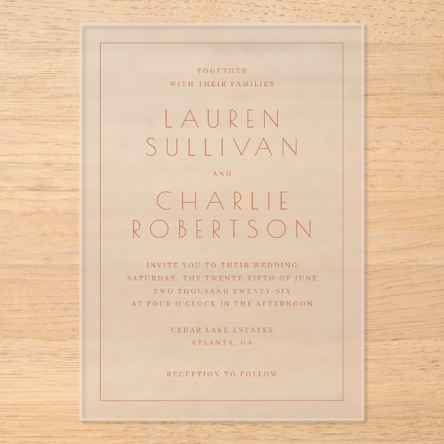 Elegant Pink Minimalist Wedding Invitation (Front)