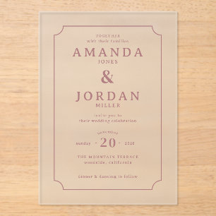 Elegant Pink Minimalist Wedding Invitation