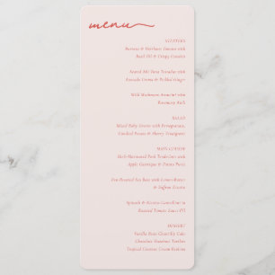 Elegant Pink Minimalist Wedding Menu