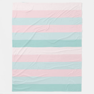 Elegant Pink Mint Green Striped Modern Template Fleece Blanket