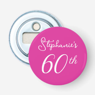 Elegant Pink Monogram 60th Birthday Party Bottle Opener