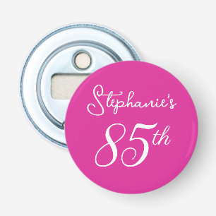 Elegant Pink Monogram 85th Birthday Party Bottle Opener