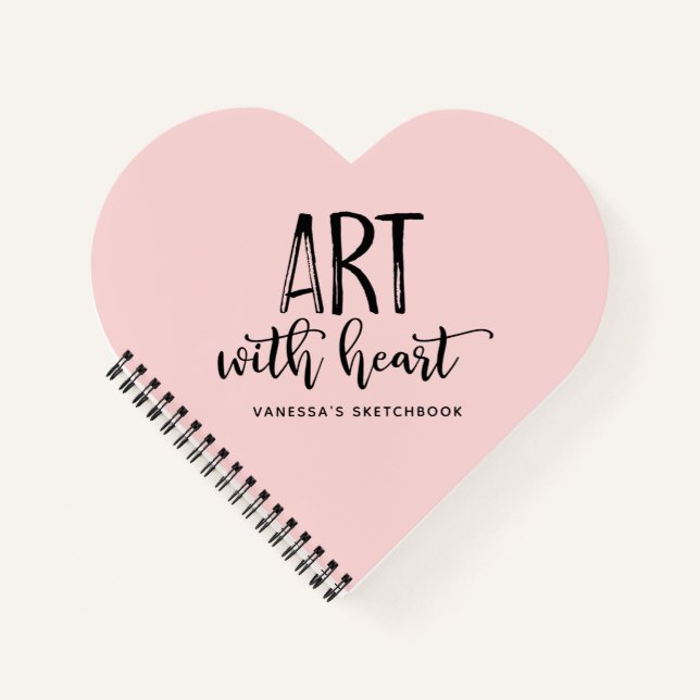 Elegant Pink Monogram Artist Sketchbook Notebook (Front)