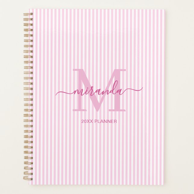 Elegant Pink Monogram Daily Planner (Front)