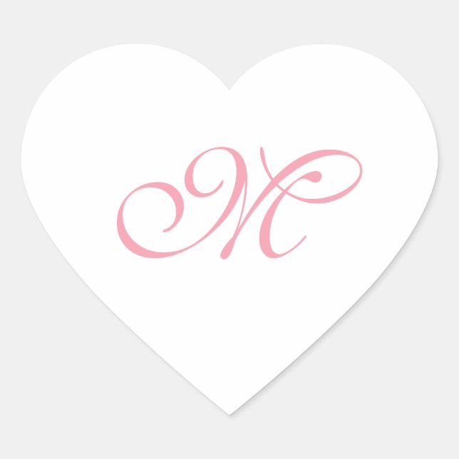 Elegant Pink Monogram Initial  Heart Sticker (Front)