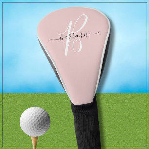 Elegant Pink Monogram Initial Name * Golf Head Cover